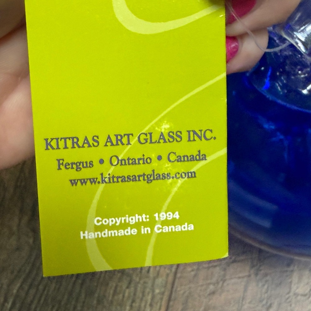 Kitras Art Glass Olde English Witch Ball Unisex 6 Inch Blue - Picture 7 of 10